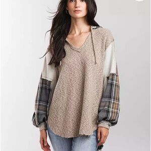 BKE Pieced Plaid Hoodie Size M